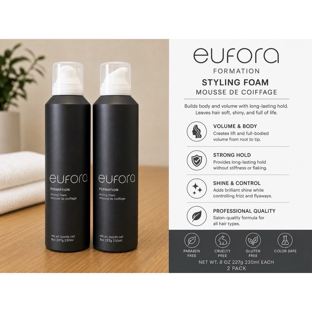 Eufora Formation Styling Foam Mousse De Coiffage 8oz 227g 2 Pack Volume